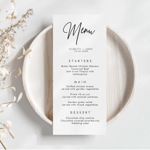 Carte de menu minimaliste simple Mariage