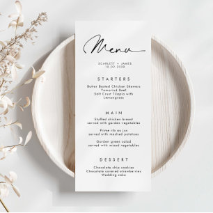 Carte de menu minimaliste simple Mariage