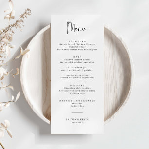Carte de menu minimaliste simple Mariage