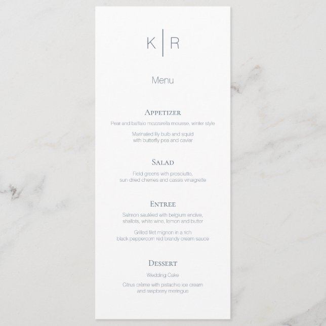 Carte de menu moderne Midnight Blue White Mariage (Devant)