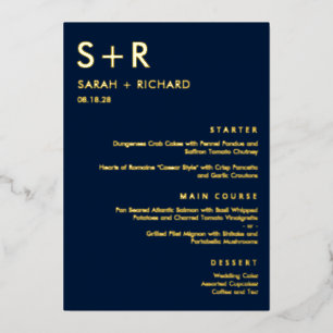 Carte de menu moderne minimaliste VRAI FOIL Élégan