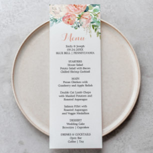 Carte de menu moderne Pink Blush Tropical Floral D