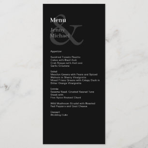 Carte de menu noir blanc moderne