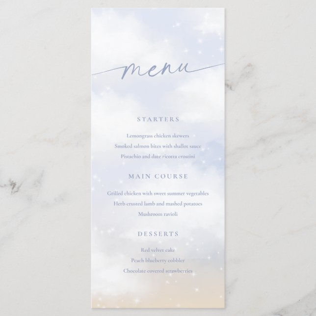 Carte de menu Nous sommes sur nuage 9 nuages de rê (Devant)