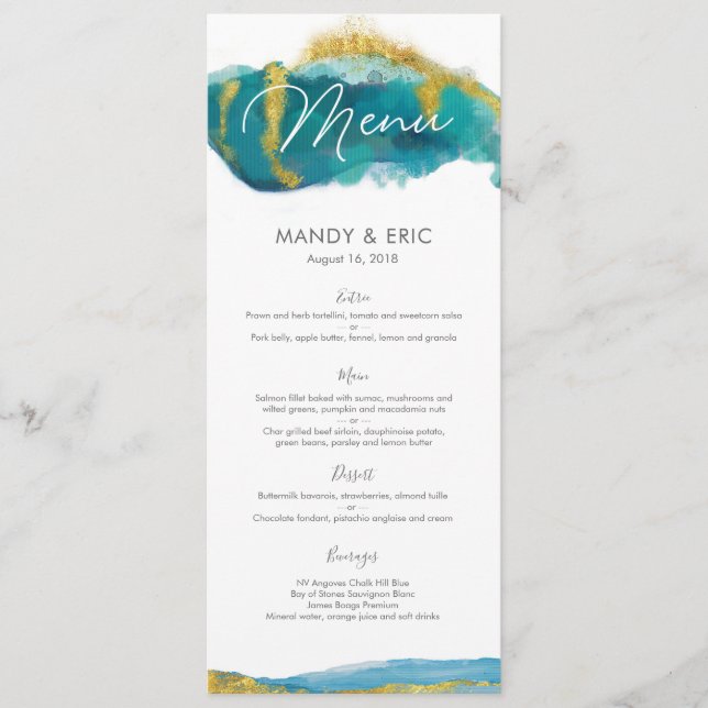 Carte de menu ou de programme de mariage de plage (Devant)