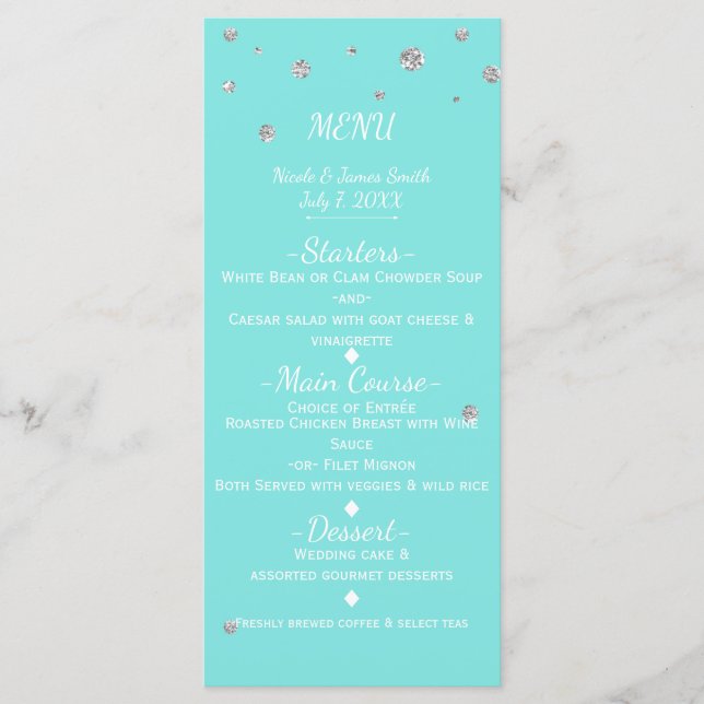 Carte de menu Parties scintillant Blue & Silver Gl (Devant)