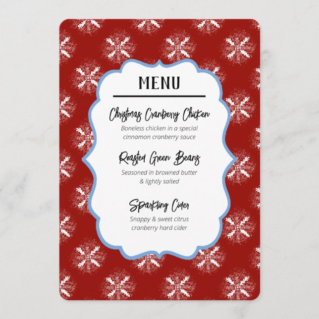 Carte de menu personnalisée à insérer à plat (Devant)