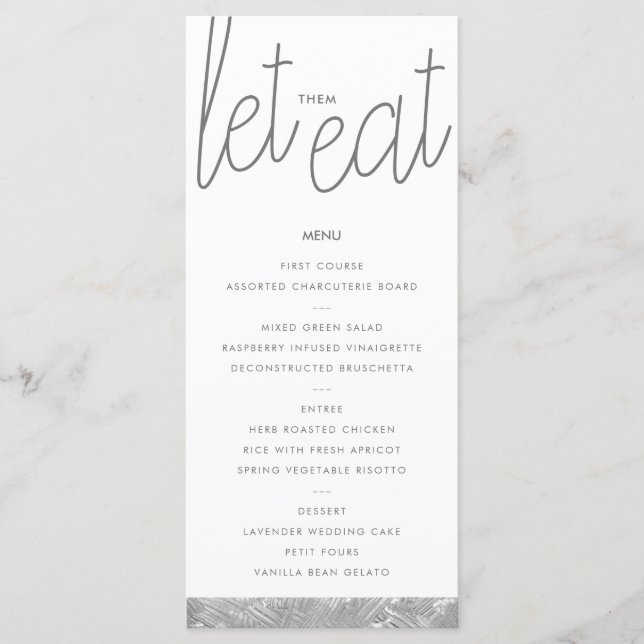 Carte de menu personnalisée pour pinceau argenté m (Devant)