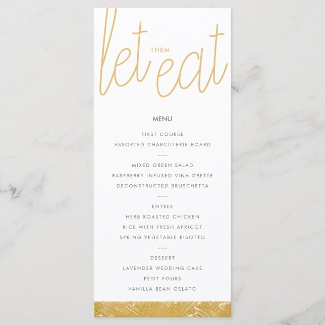 Carte de menu personnalisée pour pinceau doré mode (Devant)
