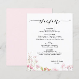 Carte de menu Plat Rose Rose Budget Élégant