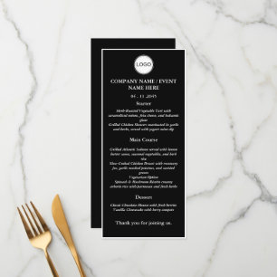 Carte de menu pour dîners officiels noirs ou événe