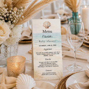 Carte de menu pour la fête de plage Baby Shower