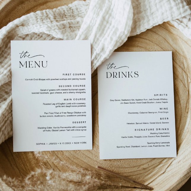 Carte de menu pour le dîner et le dîner Mariage EV (Créateur téléchargé)