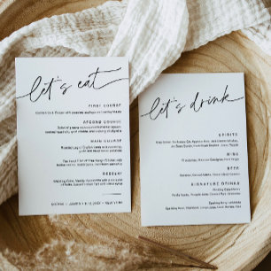 Carte de menu pour le dîner et le dîner Mariage EV