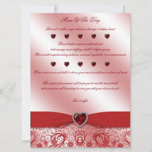Carte de menu pour les 40 ans de mariage de rubis