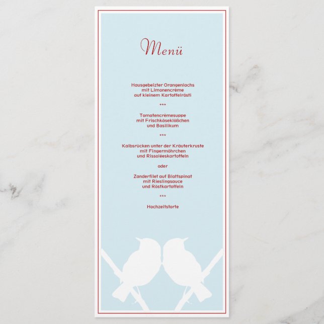 Carte de menu pour votre menu de mariage (turc bla (Devant)