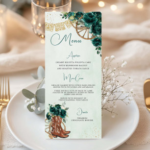 Carte de menu Quinceañera XV Charro Floral Vert Ém