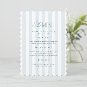 Carte de menu Rayures Bleues Timeless à Bordure Cr