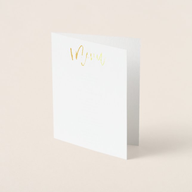Carte de menu Real Gold Foil Mariage (Devant)