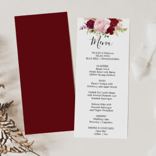 Carte de menu Red Tropical and Romantic Dinner