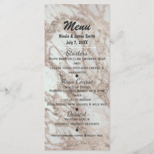 Carte de menu Rose en verre de marbre Pink Gold Si
