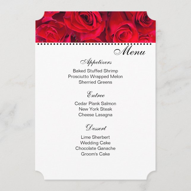 Carte de menu Roses rouges (Devant)