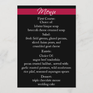 Carte de menu rouge tout simplement Radiant 5 x 7