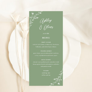 Carte de menu Rustic Sage Green Botanical Mariage