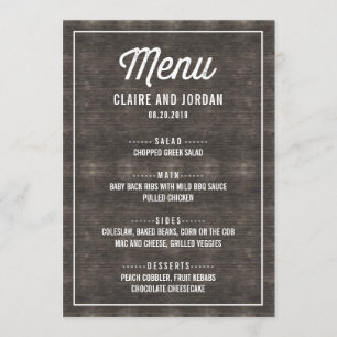 Carte de menu Rustique en bois RWC