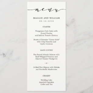 Carte de menu Script sans effort