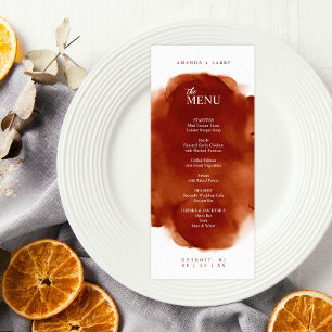 Carte de menu simple à l'aquarelle orange brûlé