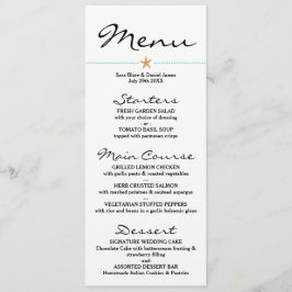 Carte de menu sur la plage - Menus Mariages - Star