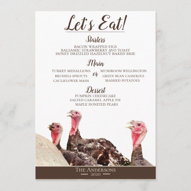 Carte de menu Thanksgiving de la ferme à aire de r (Devant)