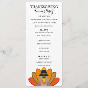 Carte de menu Thanksgiving Dinner modèle