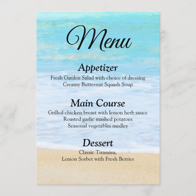 Carte de menu Tropical Summer Beach Wedding (Devant)