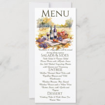 Carte de menu vignoble à l'aquarelle