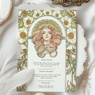 Carte de menu vintage Art Nouveau Floral Mariage