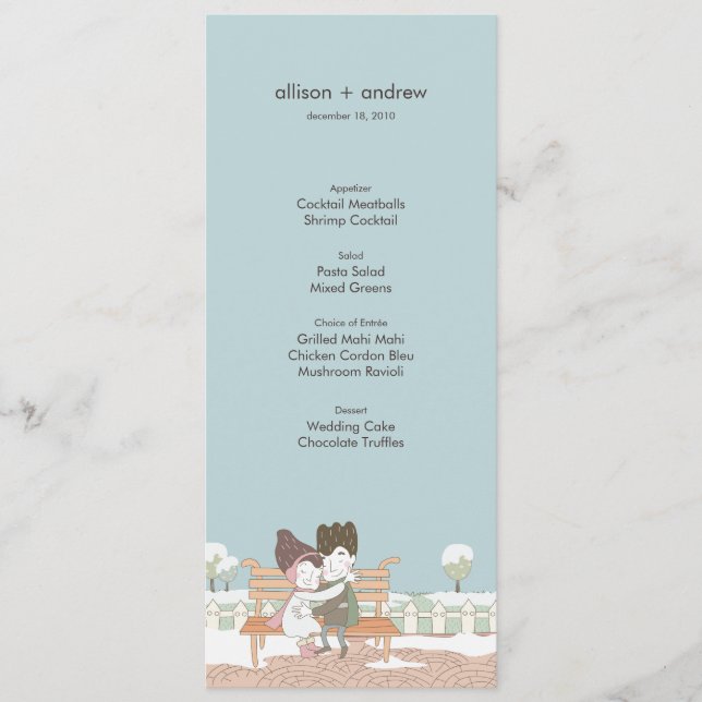 Carte de menu Whimsical Winter Wedding (Devant)
