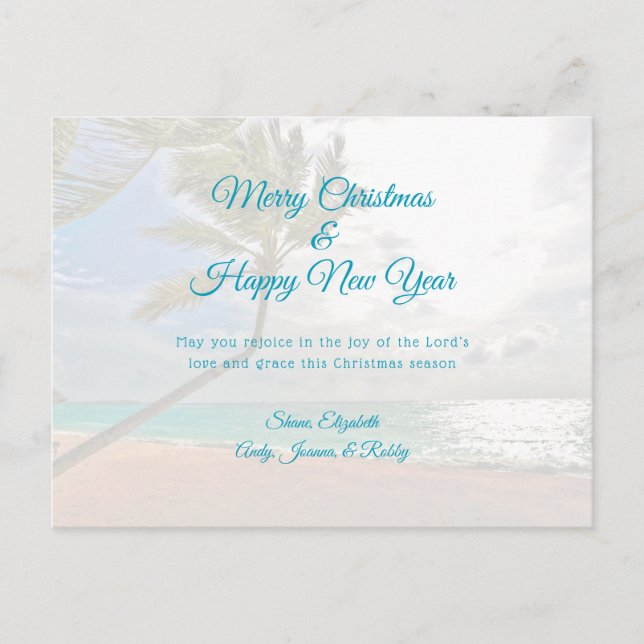 Carte de message chrétien de Noël tropical (Devant)