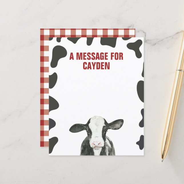 Carte de message de la Capsule Heure de naissance  (Devant/Arrière en situation)