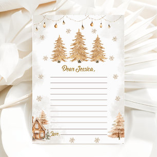 Carte de message de note d'arbre de Noël Gold