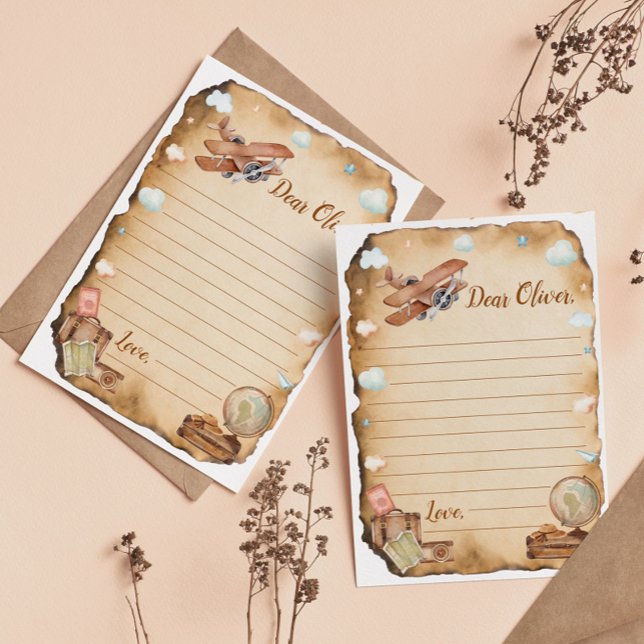 Carte de message de note de temps de l'avion vinta (Créateur téléchargé)