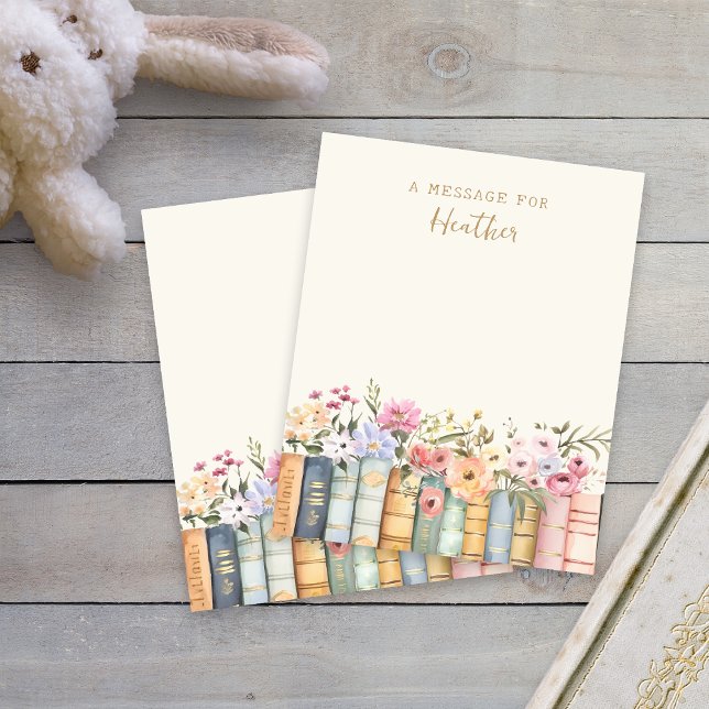 Carte de message Livres (Watercolor Wildflower Books Message Card by Painted Paperie
)