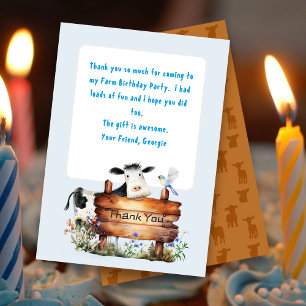 Carte de message Merci d'anniversaire à thème de l
