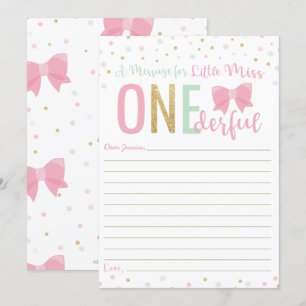 Carte de message Miss ONEderful Pink Bow Time Caps
