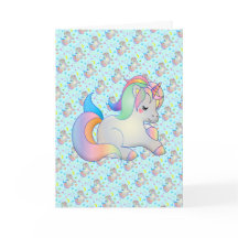 Carte de message personnalisé Licorne Arc-en-Ciel 