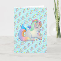 Carte de message personnalisé Licorne Arc-en-Ciel