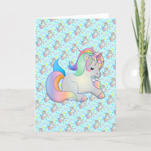 Carte de message personnalisé Licorne Arc-en-Ciel