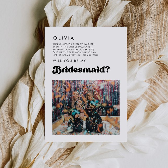 Carte de message photo de Bridesmaid rétro stylé (Créateur téléchargé)
