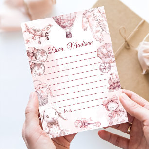 Carte de message pour la capsule de fille rose Toi